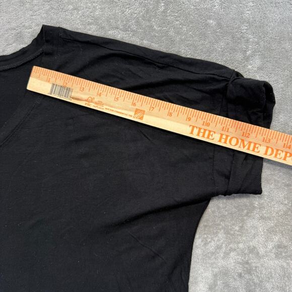 Chic Soul Bare Necessities Womens Black V Neck Rolled Sleeve Loose Baggy Top 1XL - Picture 6 of 10